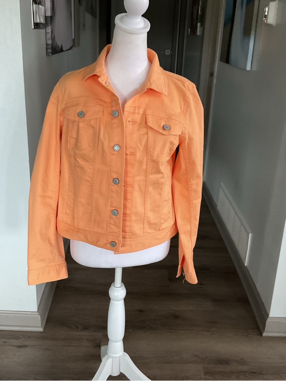 Talbots Orange Denim Jacket - Button-Front Jean Jacket